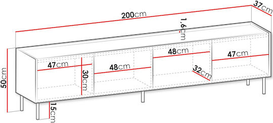 Tewos 4d Brown TV Stand 200x37x50cm