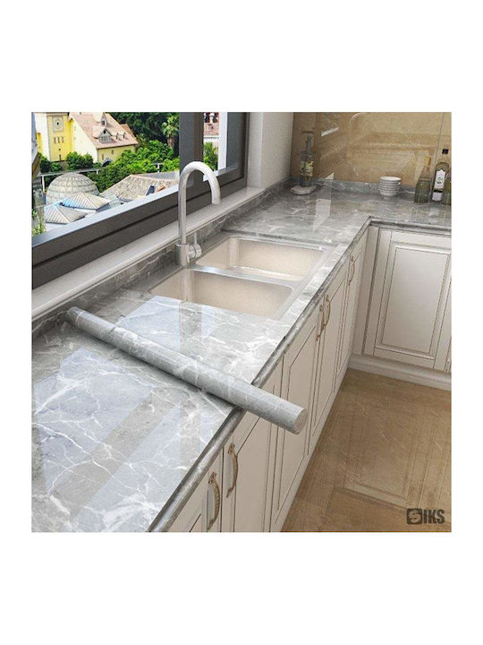 Folie autoadezivă Siks Protecție Bucătărie Rezistentă la Apă Aspect Marmură Gri 60 X 300 Cm