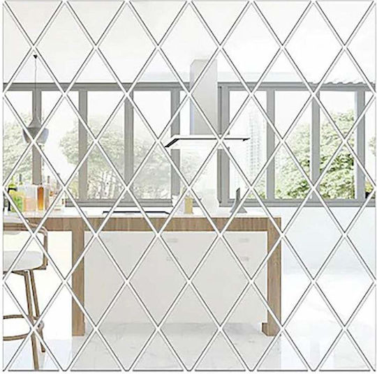Set 52 Siks Type Mirror Stickers In Diamond Triangle Shape Wall Decoration Covered Surface 1m X 1m Model 1
