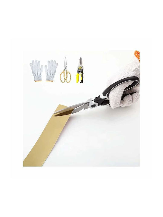 Set 10 Benzi Decorative Autoadezive Efect Oglindă Siks Realizate din Oțel Inoxidabil Nichelat Tip Rola Autocolant Perete Tavan Pardoseală Mobilier Design Dimensiune 200 X 1 Cm Rezistent la Apă Auriu