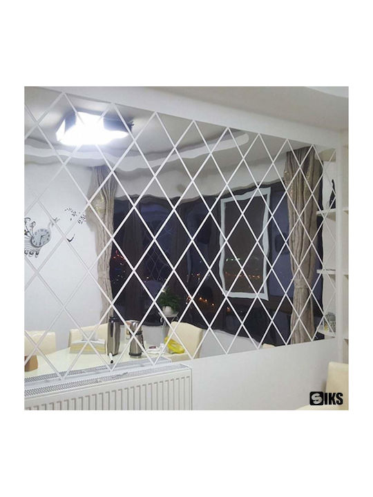 Set 52 de autocolante tip oglindă în formă de diamant triunghi pentru decorarea pereților, suprafață acoperită 1m x 1m, model 1