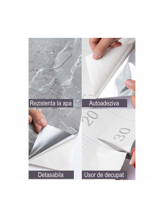 Folie autoadezivă Siks Protecție Bucătărie Rezistentă la Apă Aspect Marmură Gri 60 X 300 Cm