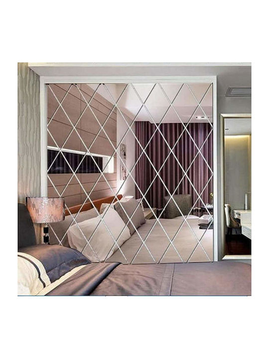 Set 52 de autocolante tip oglindă în formă de diamant triunghi pentru decorarea pereților, suprafață acoperită 1m x 1m, model 1