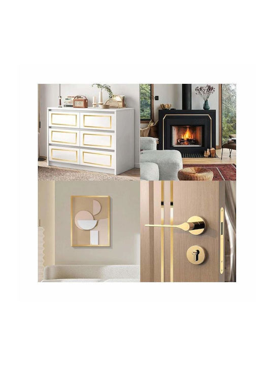 Set 10 Benzi Decorative Autoadezive Efect Oglindă Siks Realizate din Oțel Inoxidabil Nichelat Tip Rola Autocolant Perete Tavan Pardoseală Mobilier Design Dimensiune 200 X 1 Cm Rezistent la Apă Auriu
