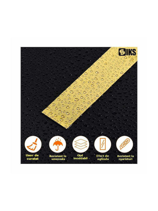 Set 10 Benzi Decorative Autoadezive Efect Oglindă Siks Realizate din Oțel Inoxidabil Nichelat Tip Rola Autocolant Perete Tavan Pardoseală Mobilier Design Dimensiune 200 X 1 Cm Rezistent la Apă Auriu