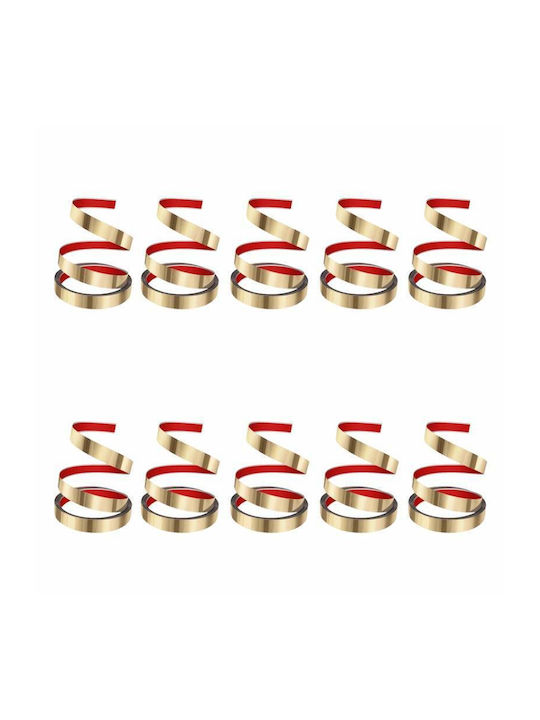Set 10 Benzi Decorative Autoadezive Efect Oglindă Siks Realizate din Oțel Inoxidabil Nichelat Tip Rola Autocolant Perete Tavan Pardoseală Mobilier Design Dimensiune 200 X 1 Cm Rezistent la Apă Auriu