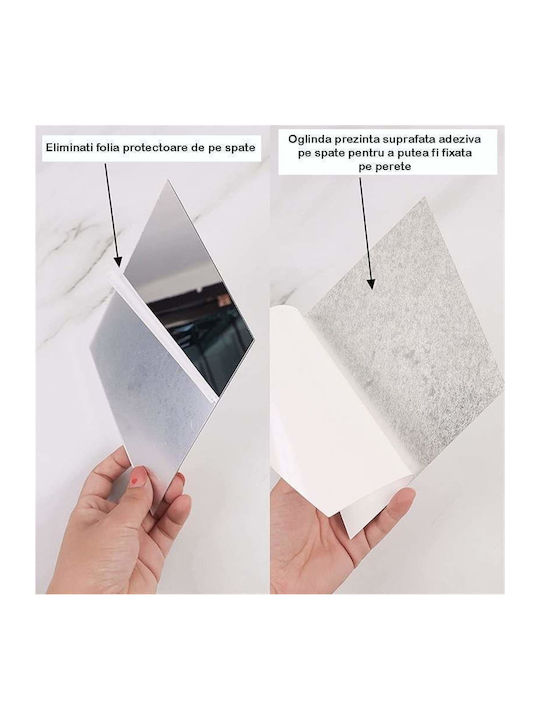 Set 52 de autocolante tip oglindă în formă de diamant triunghi pentru decorarea pereților, suprafață acoperită 1m x 1m, model 1