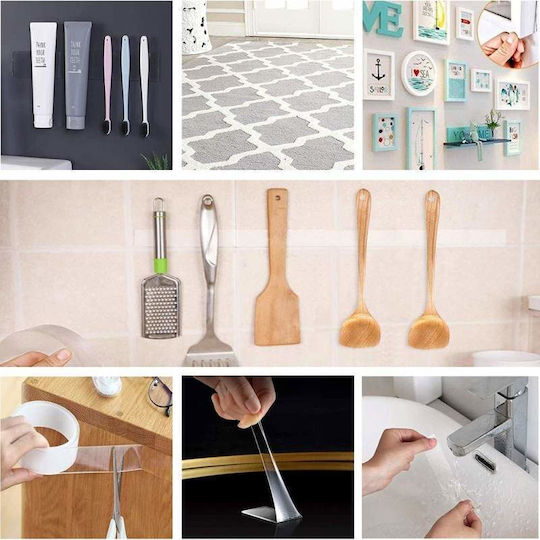 Siks Double-sided Adhesive Tape Insulating Waterproof Reusable Nano Technology 10 Meters Transparent