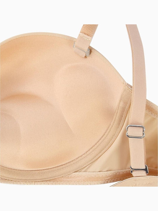 Beige Strapless Σουτιέν Push Up