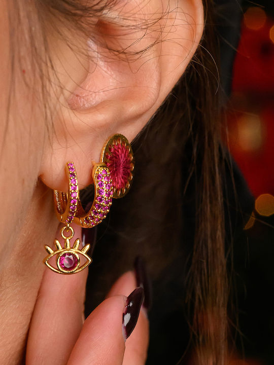 Cercei cu ochi din zirconiu fuchsia