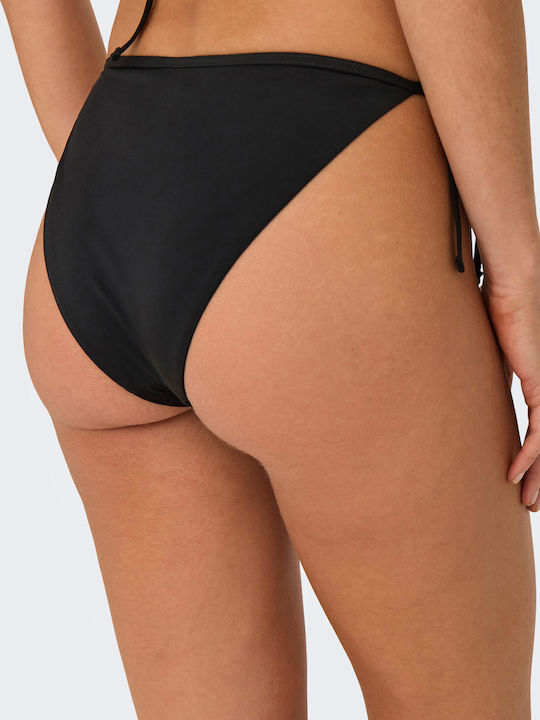 Bikini Slip με Κορδονάκια Black