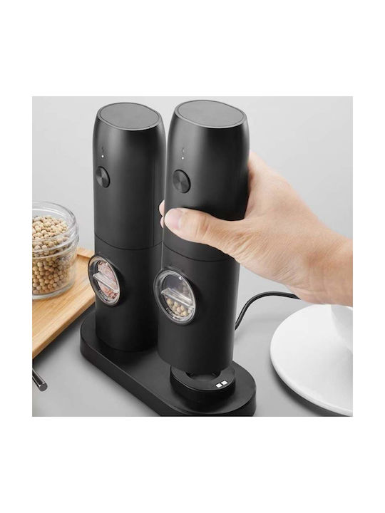 Elektrisch Gewürzmühlen Inox in Schwarz Farbe 5.5cm 2Stück