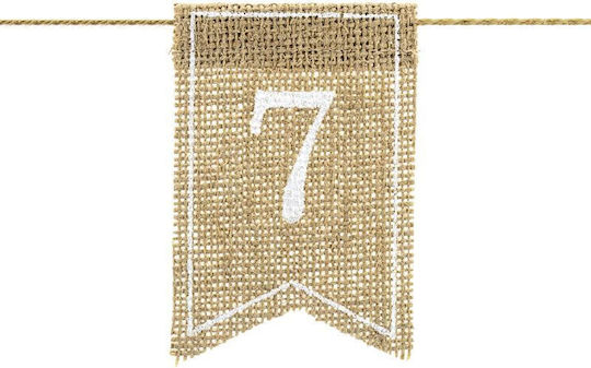 Tischnummer-Banner aus Sackleinen 1-20