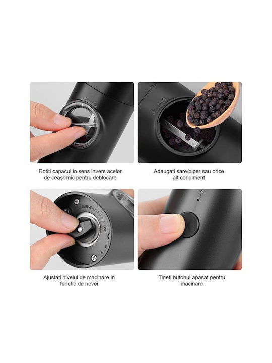 Elektrisch Gewürzmühlen Inox in Schwarz Farbe 5.5cm 2Stück