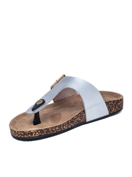 Women's Flat Sandals in Silver Color
