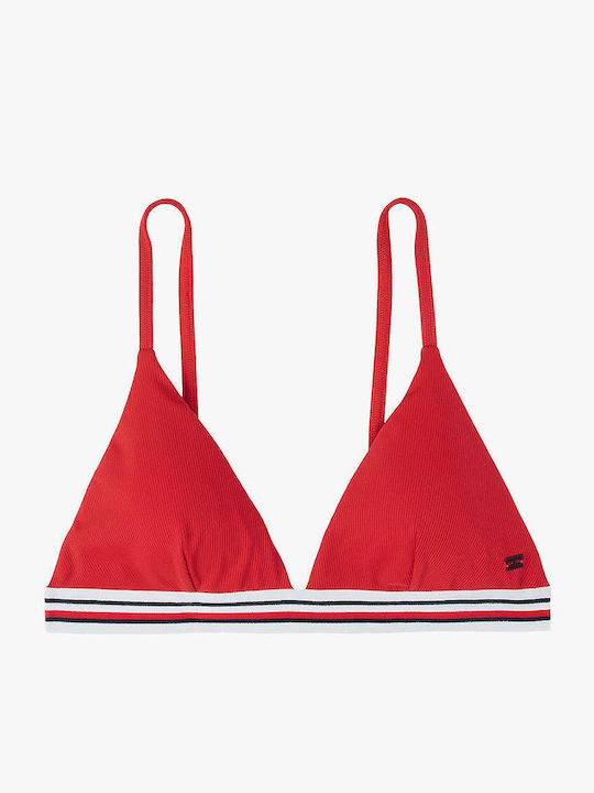 Triangle Bikini Top with Adjustable Straps Red Striped