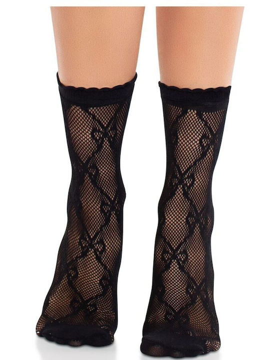Leg Avenue Дантелени Секси Чорапи С Панделка Черни