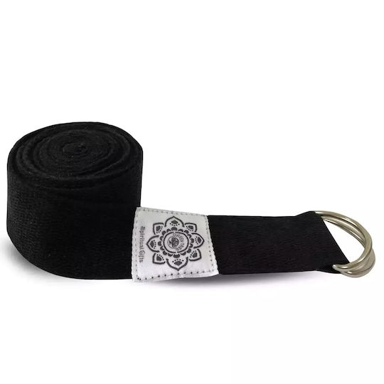 Yogagurt Band Yoga Pilates Gurt D-Ring Baumwolle Schwarz XL 270cmx4cm