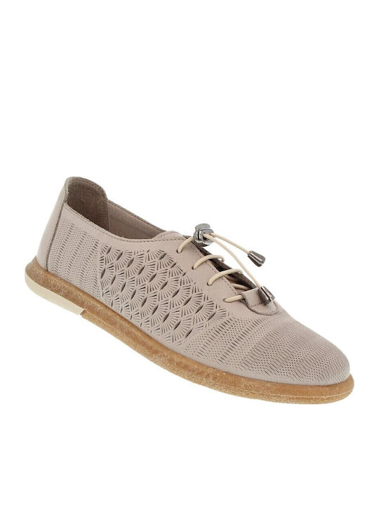 Leder Damen Oxfords in Beige Farbe