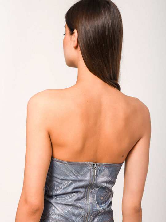 Nellie Corset Denim Print Sunset.go Nellie Corset Denim Print Sunset.go