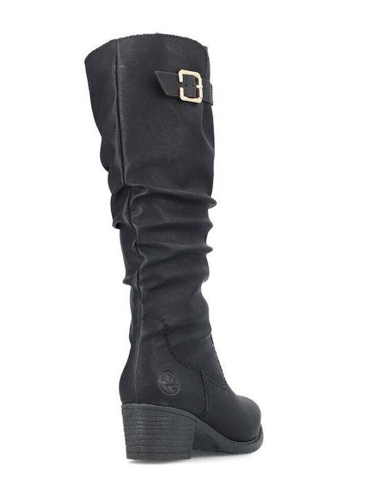 Women's Cowboy Boots with Medium Heel & Fur Black