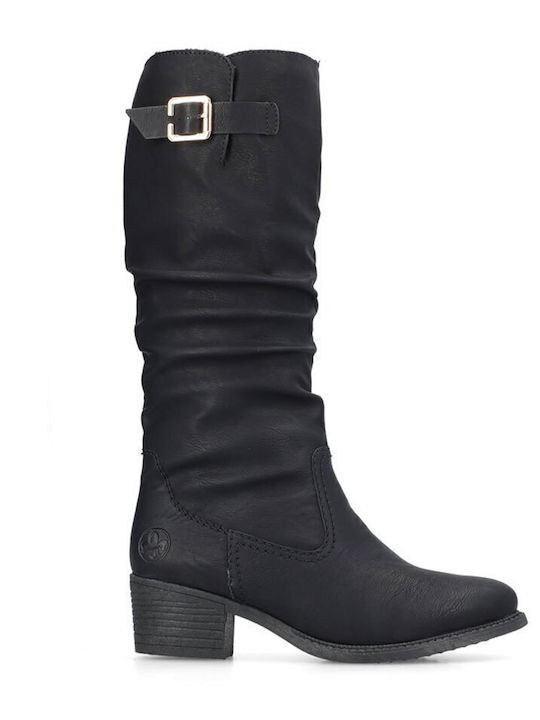 Women's Cowboy Boots with Medium Heel & Fur Black