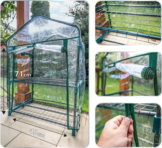 Neo Tools Seră Casa cu Cadru Metalic și Rafturi 69x49x95cm