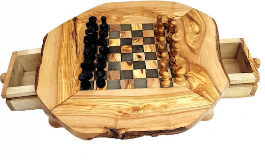 Wooden Art Lucrat manual Șah din Lemn de Măslin 30x30cm