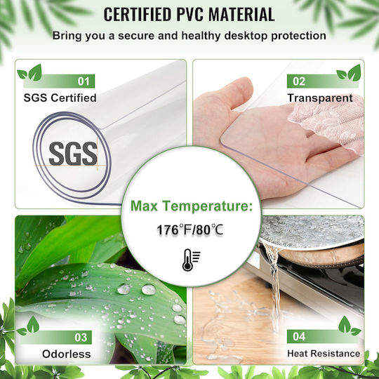 Τραπεζομάντηλο 1,5mm Pvc Κάλυμμα Τραπεζιού 107 X 213 Cm Διαφανές Πατάκι Τραπεζιού Διαφανές Καλό