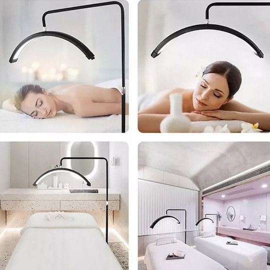 Half Moon 36w Adjustable Height 120-186.5cm Salon Aesthetic Lamp with Mobile Base 3 Lighting Functions Hd-m6x Black
