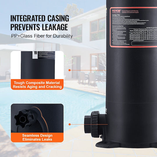 Vevor Cartridge Pool Water Pump Filter Single-Phase