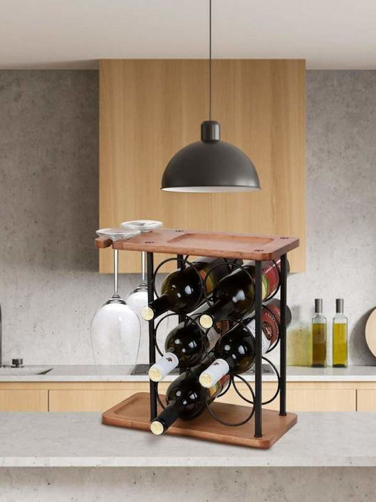 Cu picioare Suport pentru Sticle Sticlă Maro 34.5x34x16εκ.