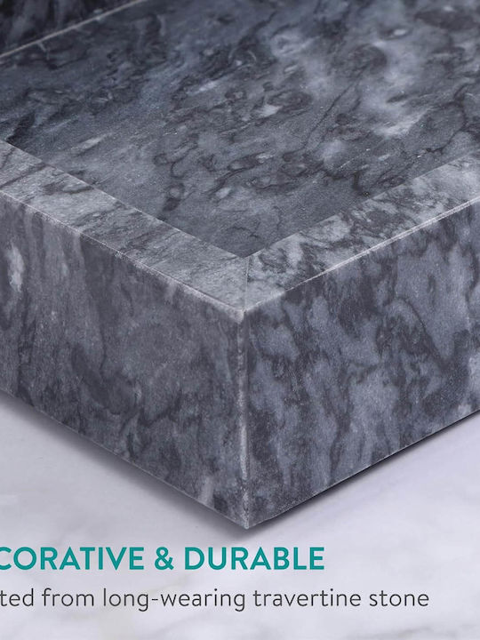 Navaris Marble Jewelry Storage Tray 25 X 12 X 3 Cm Black
