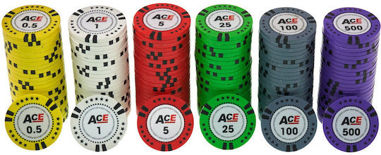 Σετ 300 Τεμ Αριθμημένες Μάρκες Poker Ace 14gr Βαλίτσα Πολυτελείας Abs Gold