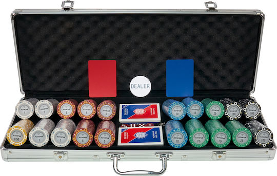 Set of 500 Numbered Poker Chips Athens 14g Aluminum Case