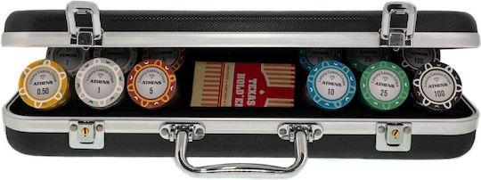 Set de 300 Fise de Poker Numerotate Atena 14g Cutie de Lux Abs Negru