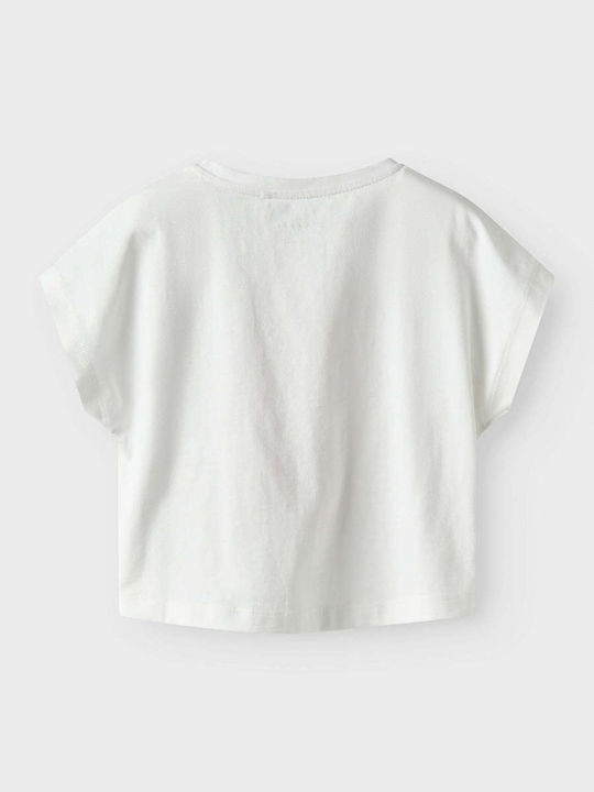 Kids' Crop Top Short Sleeve White Cherry Bow