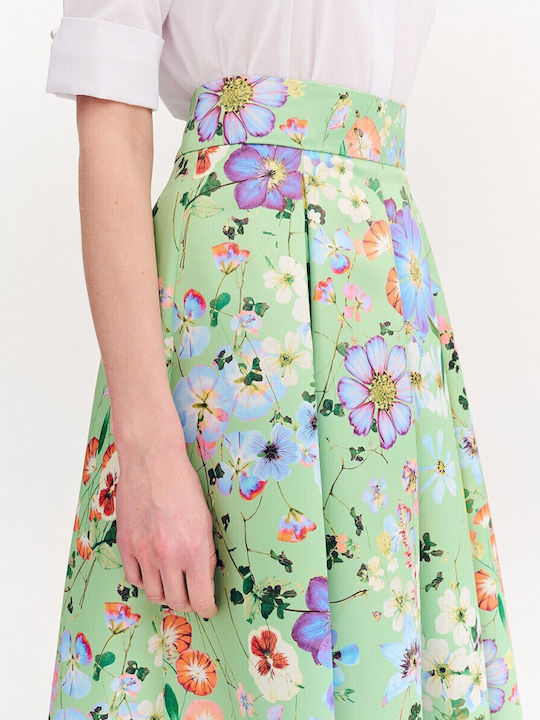 Satin High-waisted Skirt Floral Multicolored