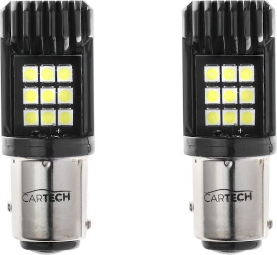 Cartech Λάμπες Αυτοκινήτου S25 / P21/5W Canbus LED 6000K Ψυχρό Λευκό 12-24V 2τμχ