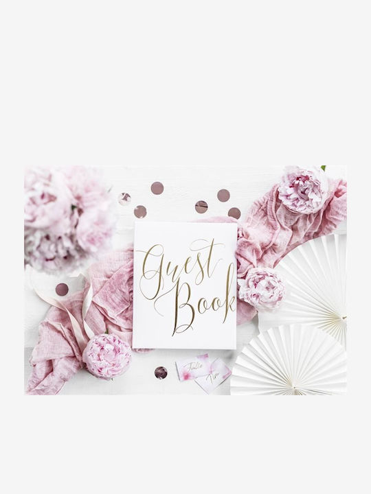 Party Deco Guest Book White Gold Lettering 20x24.5 Cm 22 Universal Pages