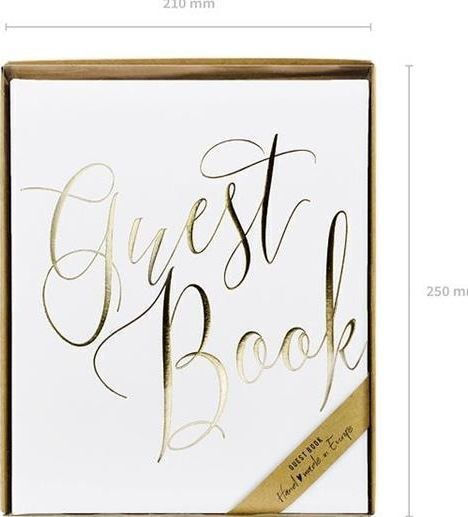 Party Deco Guest Book White Gold Lettering 20x24.5 Cm 22 Universal Pages