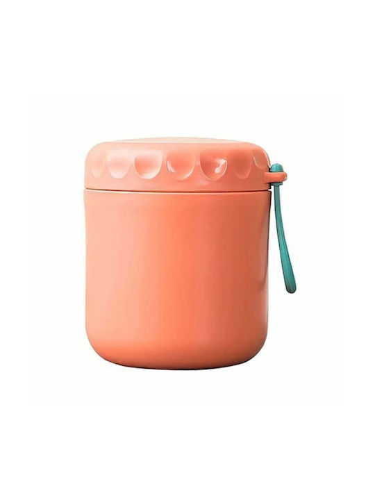 Bol Termic Siks cu Lingură pentru Supă Inclusă din Oțel Inoxidabil 430 Ml Mini Termos pentru Prânz Portocaliu