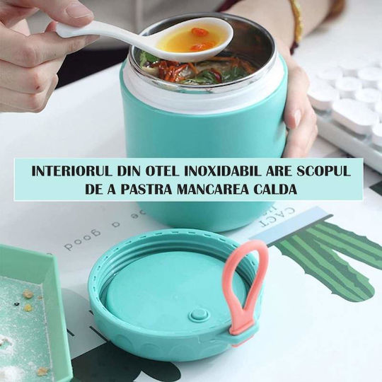 Siks Thermal Bowl Soup Spoon Included Made Stainless Steel 430 Ml Mini Thermos Lunch Turquoise
