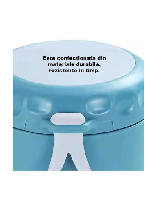 Caserolă Termică Siks Lingură de Supă Furculiță Inclusă Interior din Oțel Inoxidabil 750 Ml Mini Termos Mâncare Caldă Prânz Școală Albastru