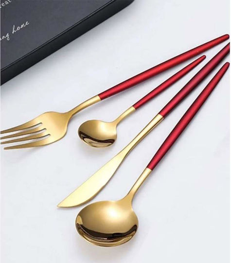 Cutlery Set Stainless Red 24pcs