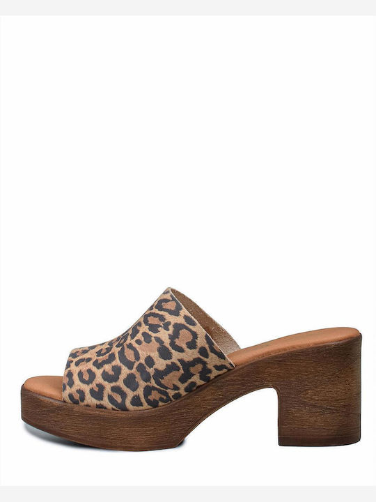 Mules with Heel in Brown Color