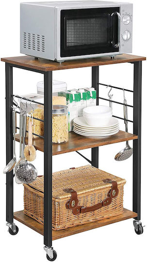 Metallic Kitchen Trolley 3 Tiers Brown 60x40x89cm