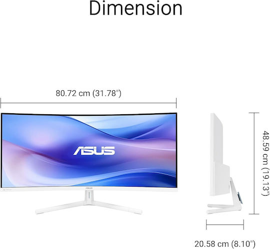 Asus VU34WCIP-W Ultrawide VA HDR Curved Monitor 34" QHD 3440x1440 White