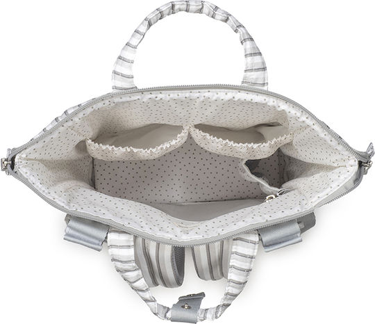 Walking Mum Walking Mum Backpack Diaper Bag Botton Stripes Gray 36x26x12cm