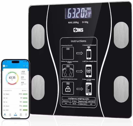 Smart Ζυγαριά 180kg με Bluetooth Μαύρη